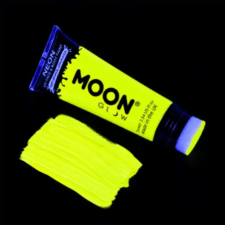 Maquillage fluo UV avec applicateur éponge - 75 ml - Jaune